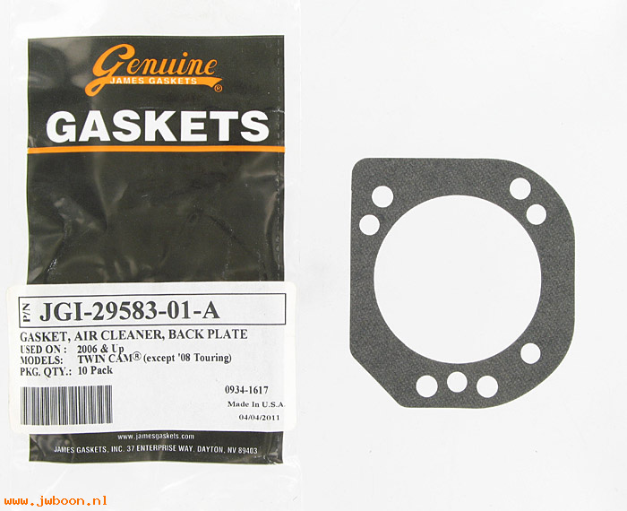 R  29583-01A (29583-01A): Gasket, air cleaner element - James Gaskets-TC Touring.Softail