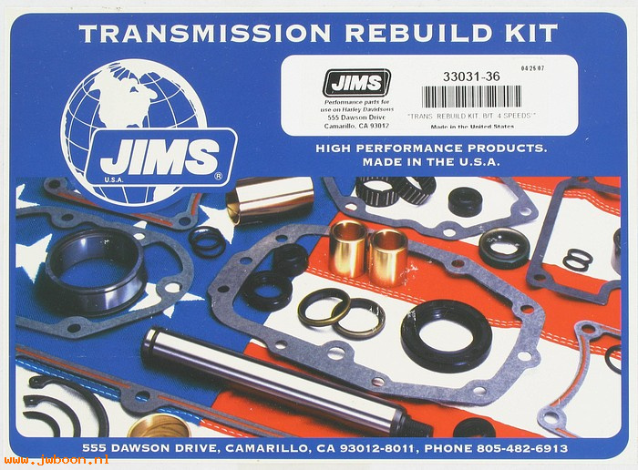 R  33031-36KIT (33031-36): Transmission rebuild kit  -  JIMS Machining - Big Twins '36-'76