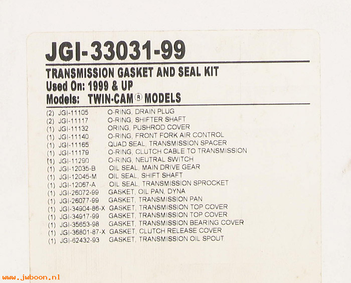 R  33031-99 (33031-99): Transmission gasket set - James Gaskets - Twin Cam 88