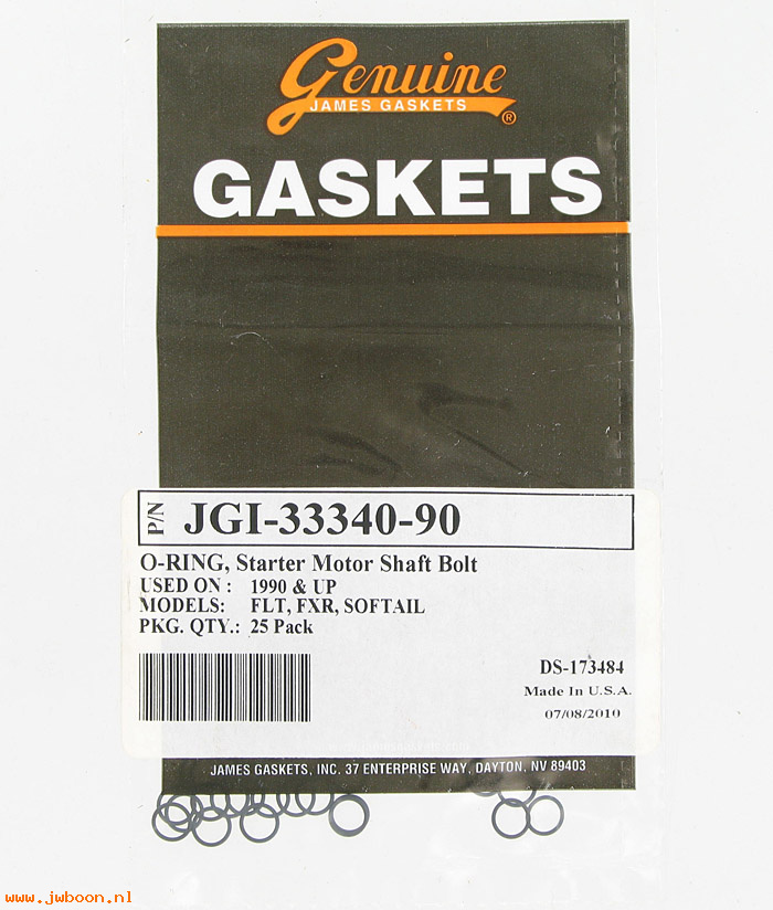 R  33340-90.25pack (33340-90): O-rings, starter motor - James Gaskets - Evo 1340cc '90-'92
