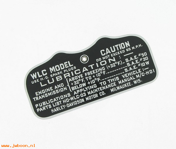 R   3531-43AS ( 3531-43A): Caution plate - WLC, Flathead 45/750cc