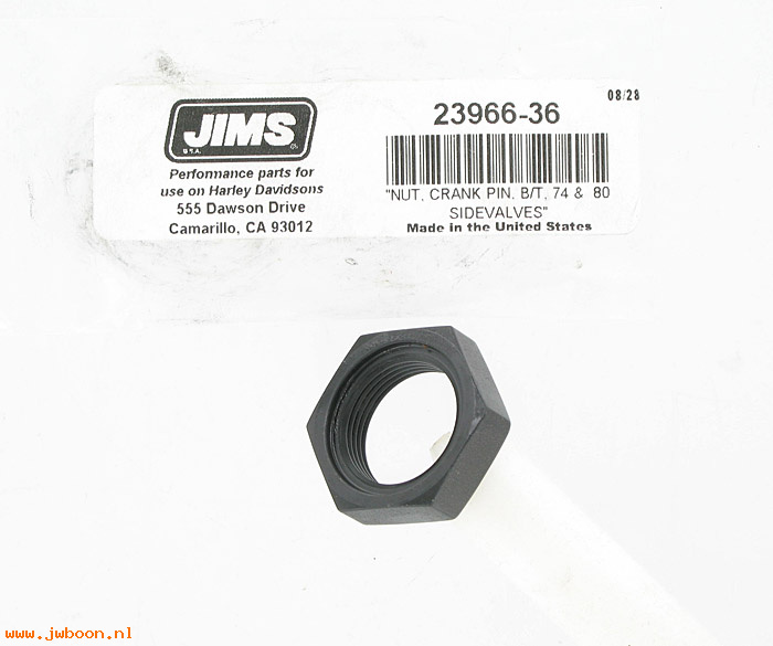 R    366-36jims (23966-36): Nut, crank pin 7/8"-18 - JIMS USA - Big Twins '36-'52 in stock