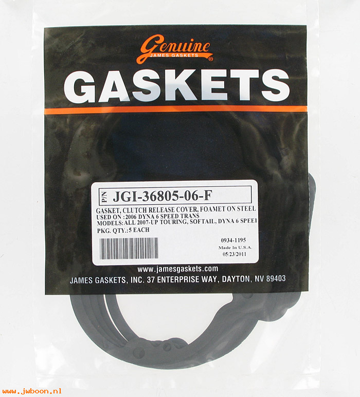 R  36805-06-F.5pack (36805-06): Gaskets, transmission side cover, Foamet - James Gaskets-FXD. TC