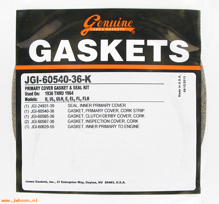 R   3808-36set (60540-36): Primary cover gasket and seal kit '36-'64 - James Gaskets