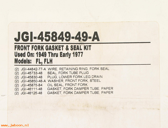 R  45849-49-A (45849-49): Fork seal kit - EL, FL '49-e'77. Servi-car 58-73 - James Gaskets