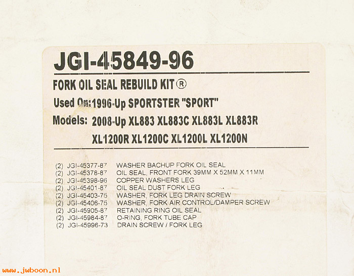 R  45849-96 (45849-96): Fork seal kit - Sportster XL - James Gaskets