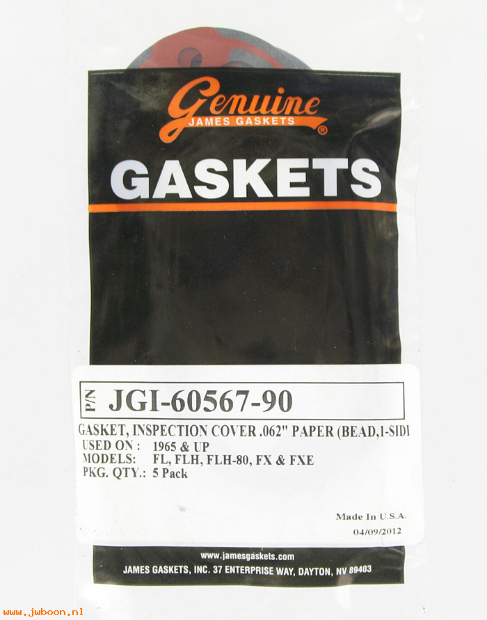 R  60567-90.5pack (60567-90 / 60567-65B): Gaskets,insp.cover,James Gaskets  FXST 90-06. FXD 93-05. BT 65-06