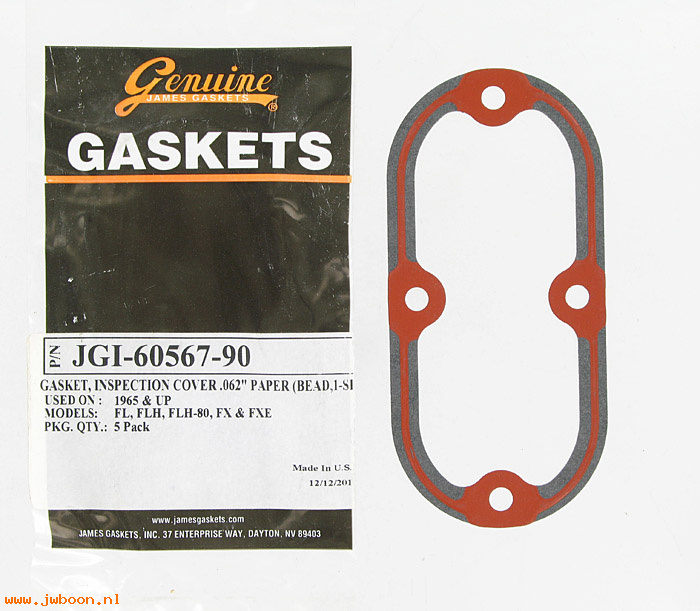 R  60567-90 (60567-90 / 60567-65B): Gasket,insp. cover,James Gaskets  FXST 90-06. FXD 93-05. BT 65-06