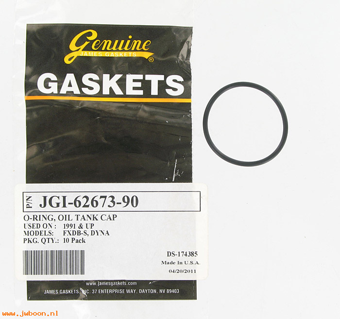 R  62673-90 (62673-90): O-ring, oil tank cap - James Gaskets - FXD, Dyna '91-'98