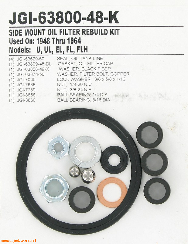 R  63800-48-K (63809-48 / 63858-49): Rebuild kit, oil filter - UL, EL, FL '38-'57, Knucklehead,Panhead