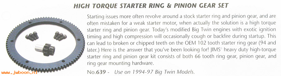 R 639 (): High torque starter ring & pinion gear set, JIMS-Evo 1340cc 94-97