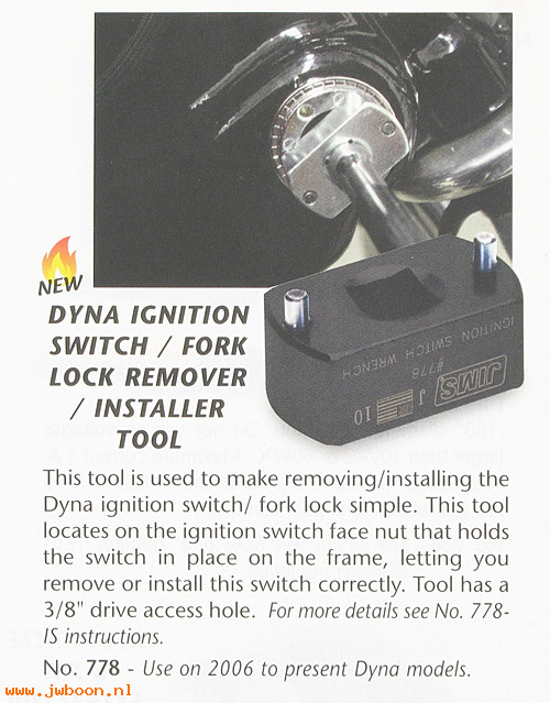 R 778 (): Dyna ignition switch, fork lock tool - JIMS USA, in stock