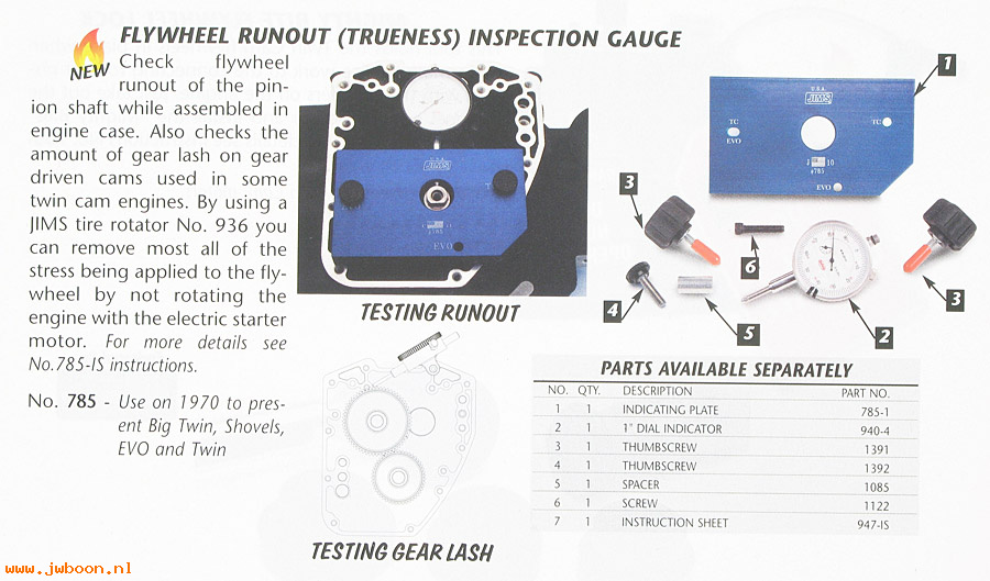 R 785 (): Flywheel runout inspection gauge - JIMS Machining, in stock