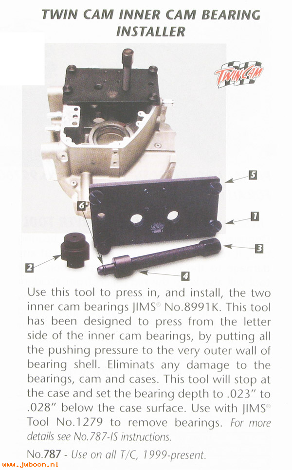 R 787 (): Twin Cam inner cam bearing installer - JIMS Camarillo, in stock