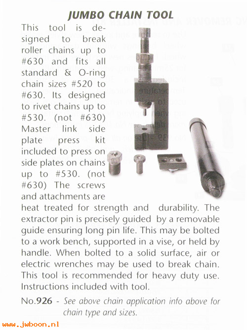 R 926 (): Chain breaker and rivet tool  -  JIMS USA, Camarillo since 1967
