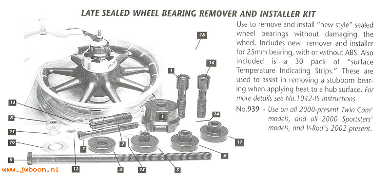 R 939 (HD-44060): Wheel bearing remover & installer - JIMS in stock - TC, XL, V-rod