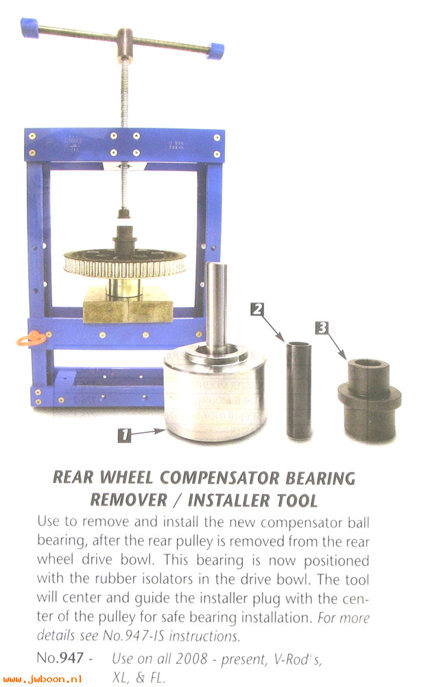 R 947 (): Rear wheel compensator installer/remover '08-up - JIMS, in stock