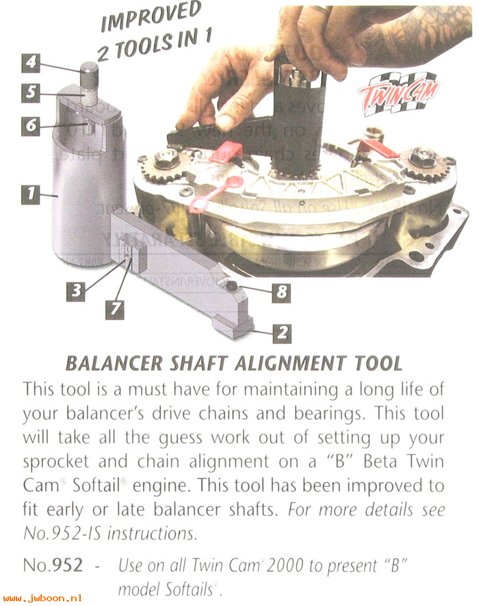 R 952 (HD-44064): Balancer shaft alignment tool,JIMS -FXST, Softail Twin Cam B '00-