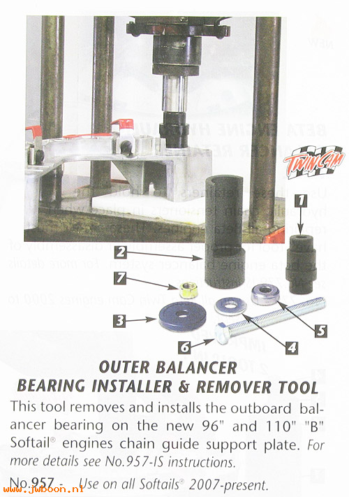 R 957 (): Outer balancer bearing tool - JIMS USA, in stock - Softail '07-