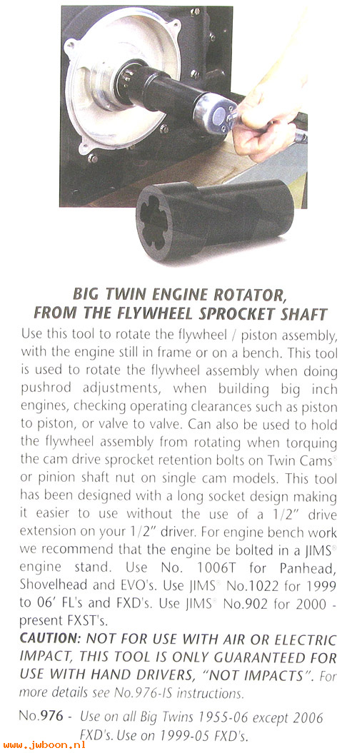 R 976 (): Engine rotator - JIMS USA performance tools - Big Twins '55-'06