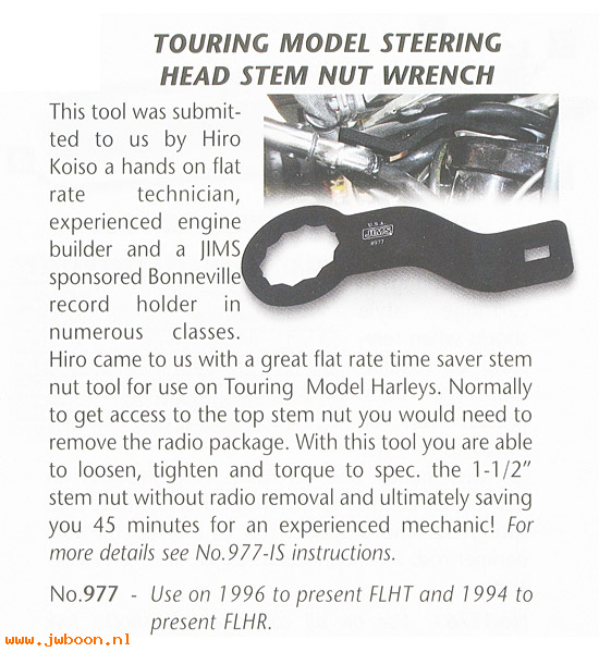 R 977 (): Steering head stem nut wrench - JIMS USA Camarillo since 1967