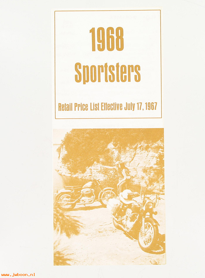  SB1968XLprice (): 1968 Sportster price sheet - NOS