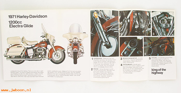  SB1971E (): Specifications brochure 1971 Electra Glide - NOS