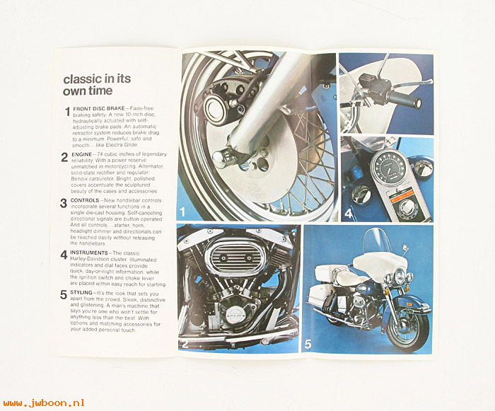  SB1972E (): Specifications brochure 1972 Electra Glide - NOS