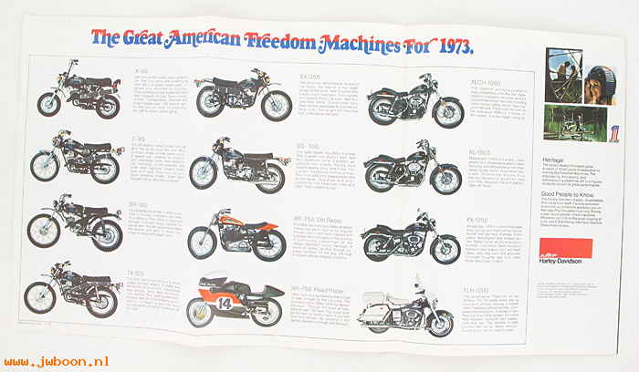  SB1973 (): Specifications brochure 1973 motorcycles - NOS