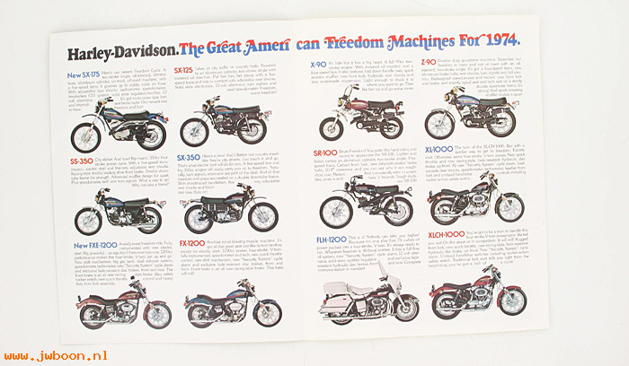  SB1974 (): Specifications brochure 1974 motorcycles - NOS