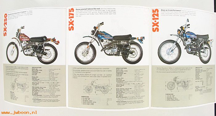  SB1975SX (): Specifications brochure 1975 90cc to 250cc motorcycles - NOS