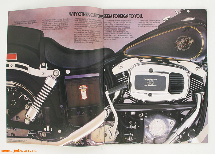  SB1984Custom (): Specifications brochure 1984 Custom Motorcycles - NOS