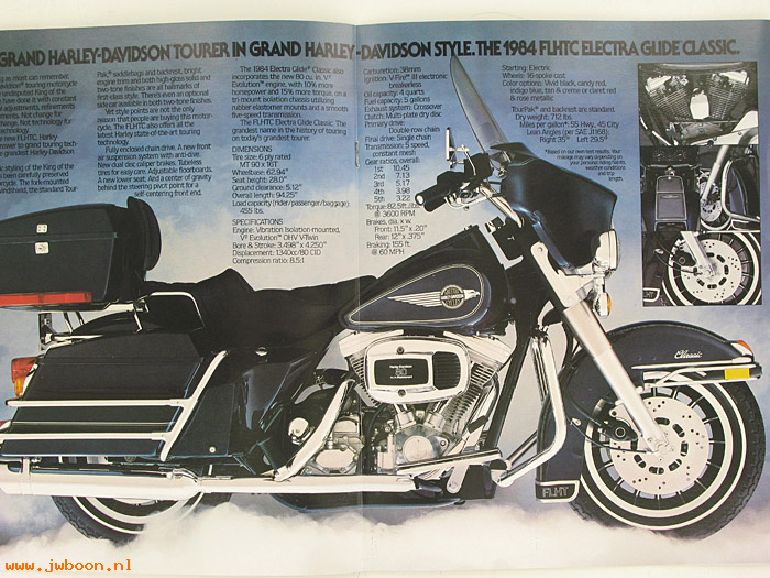  SB1984Tour (): Specifications brochure 1984 Touring Motorcycles - NOS