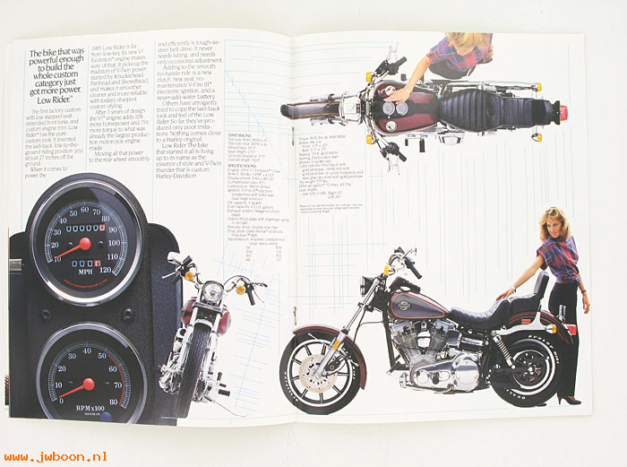  SB1985Custom (): Specifications brochure 1985 Custom Motorcycles - NOS
