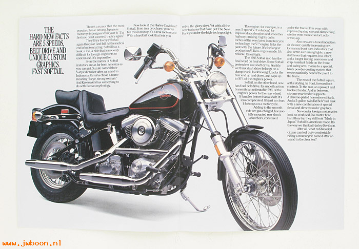  SB1986Soft (): Specifications brochure 1986 Softail - NOS
